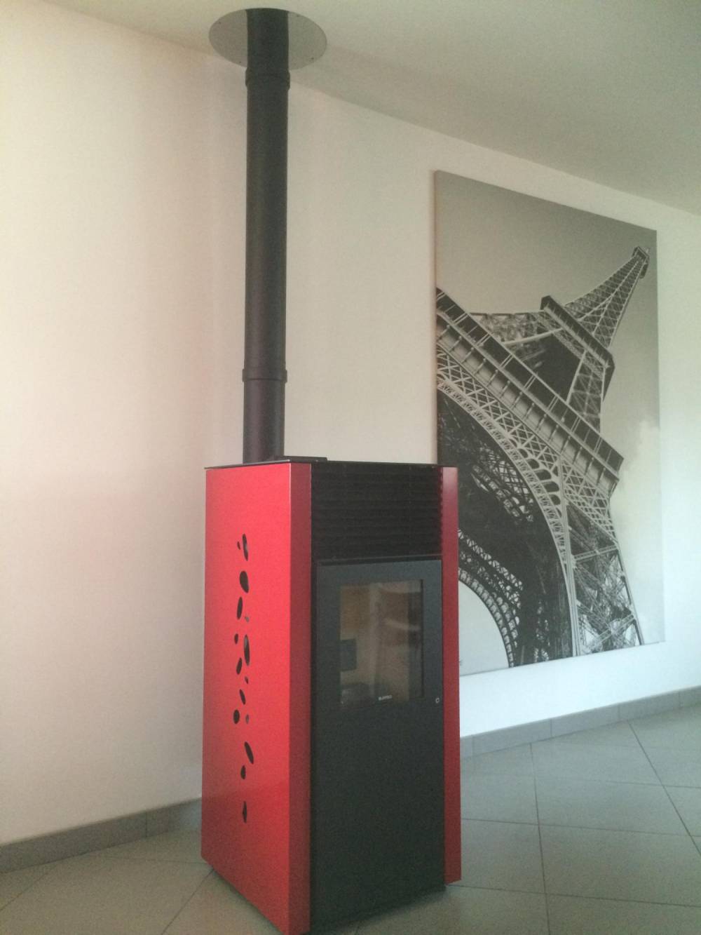 poele a granule rouge